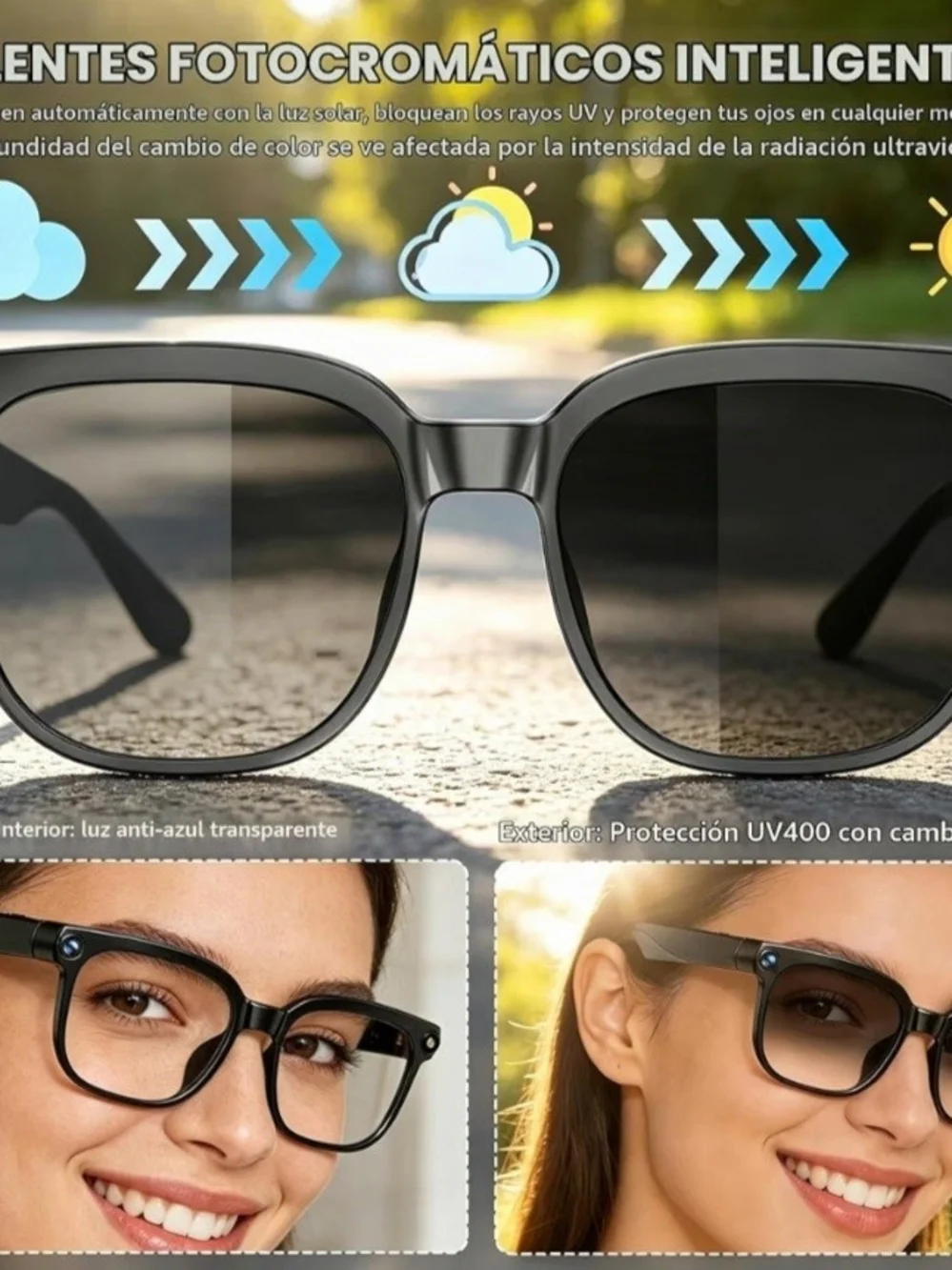 Gray Smart Camera Sunglasses with Built-In Lens and App Connectivity